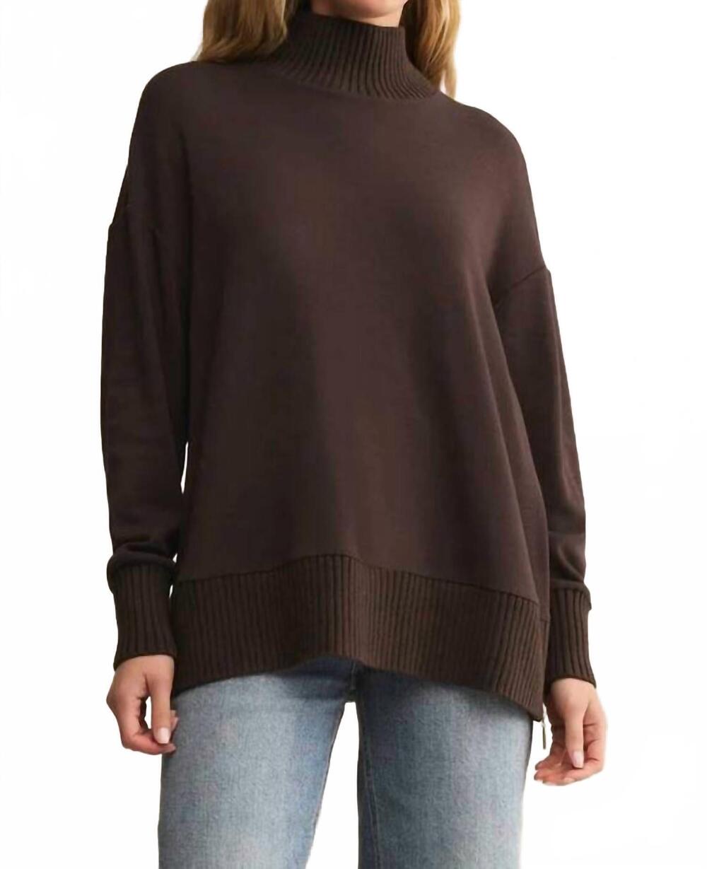 NEW Z SUPPLY sable luxe rib sweatshirt in chocolate cherry
